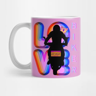 BIKER AND BEST RAINBOW CAT MOM MOTORCYCLE RIDER Mug